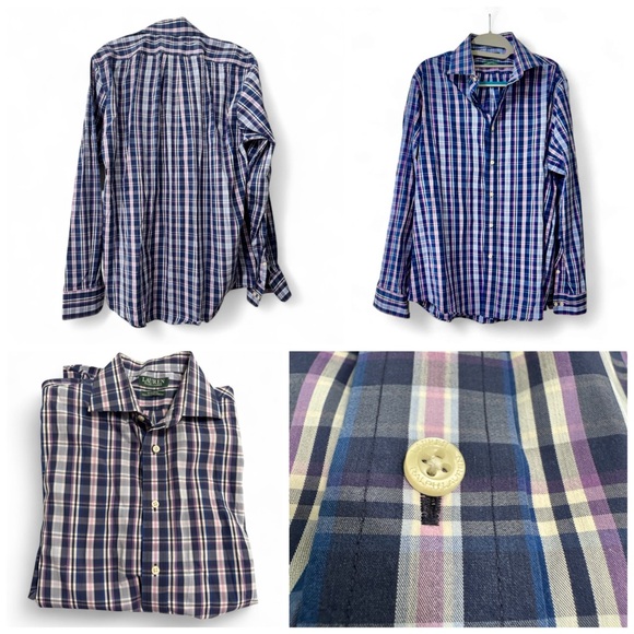 Men’s Plaid Button Down Long Sleeve Large (16 34/35) Lauren Ralph Lauren - Picture 2 of 6